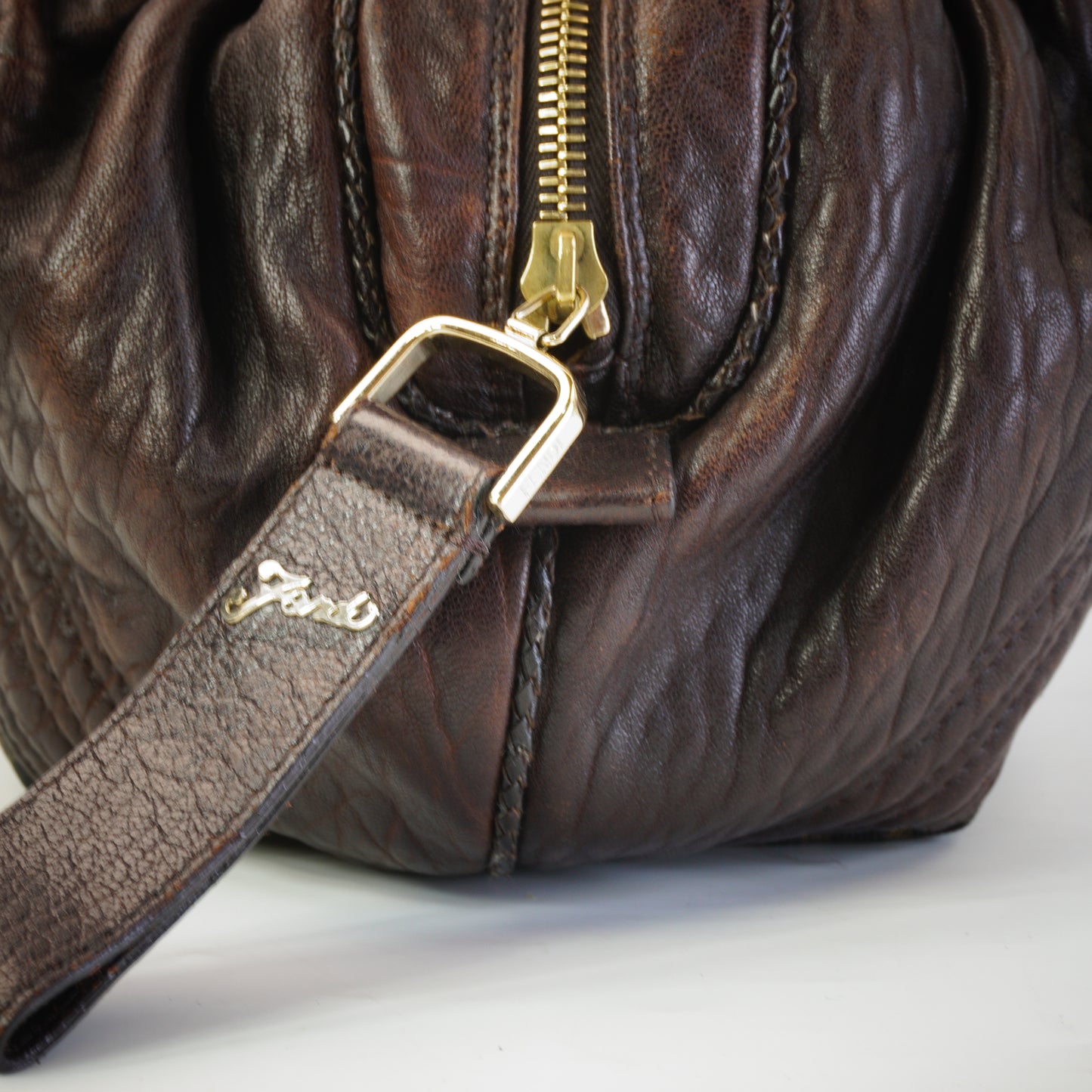 Fendi Zucca Brown Spy Bag GHW Medium