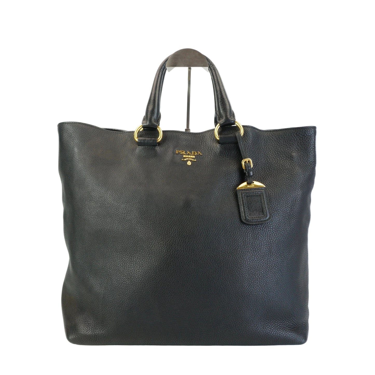 Prada Vitello Daino Leather Shopping Tote Bag Black Large GHW