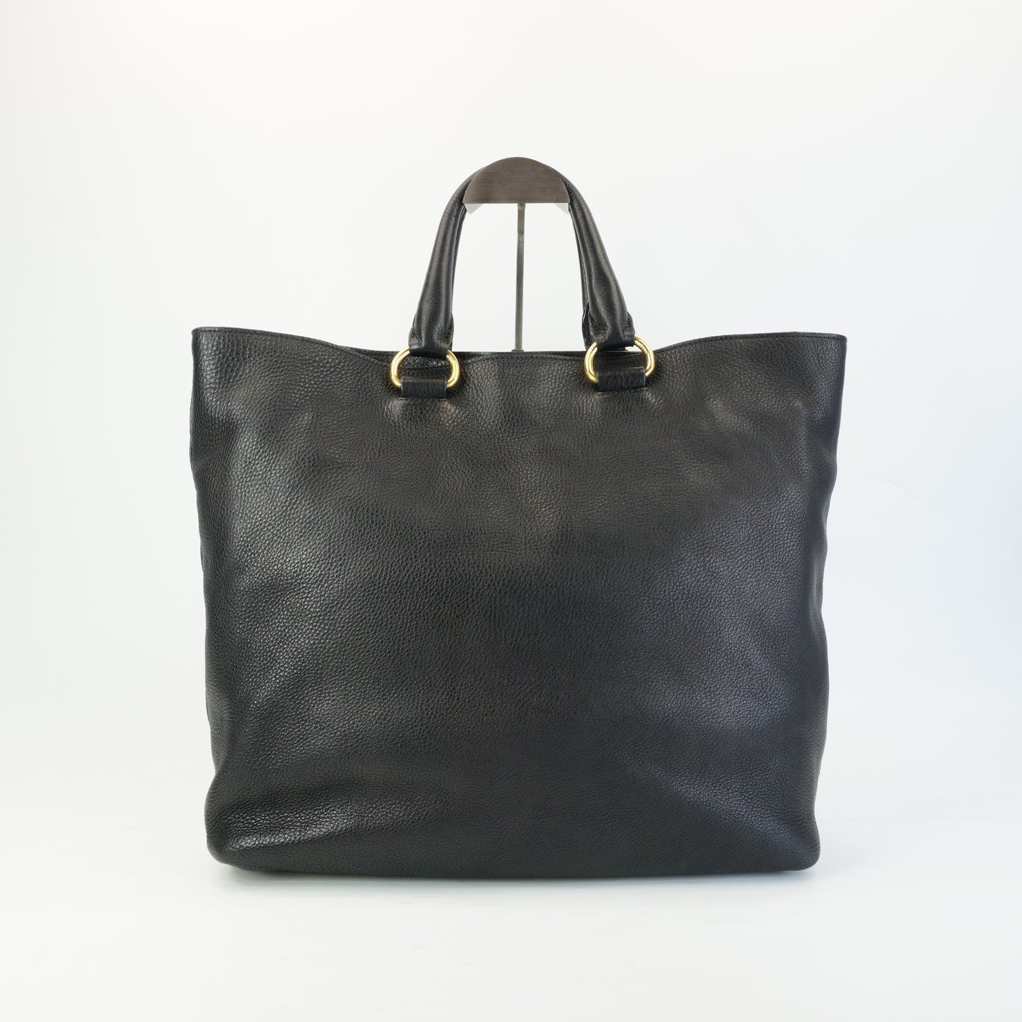 Prada Vitello Daino Leather Shopping Tote Bag Black Large GHW