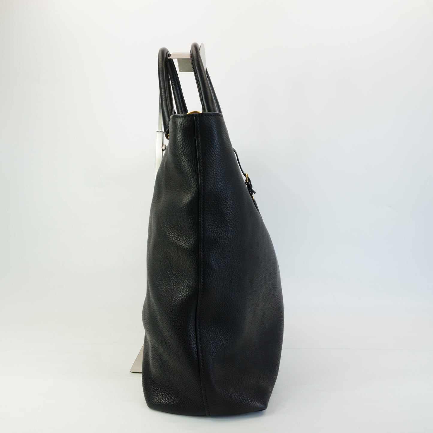 Prada Vitello Daino Leather Shopping Tote Bag Black Large GHW