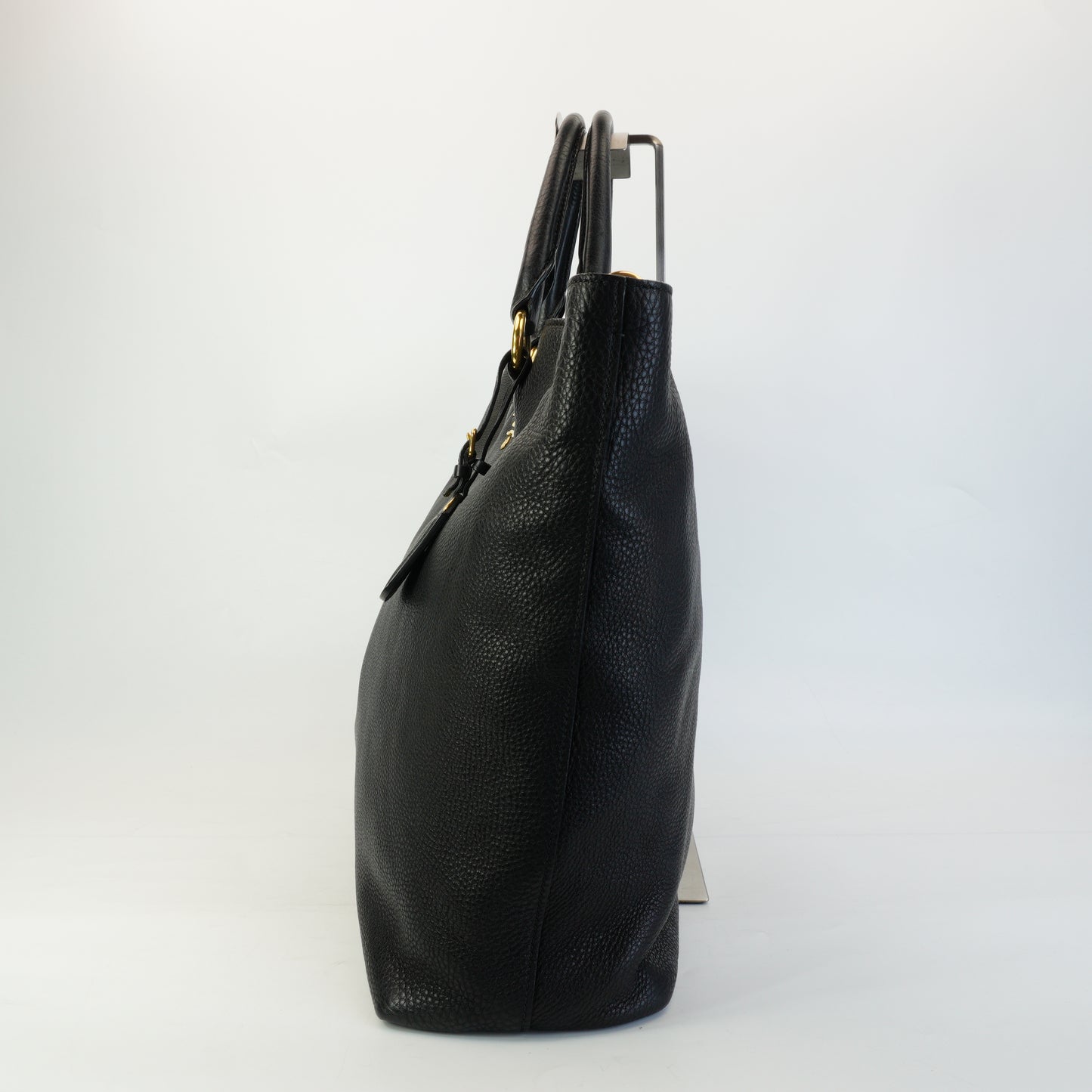 Prada Vitello Daino Leather Shopping Tote Bag Black Large GHW