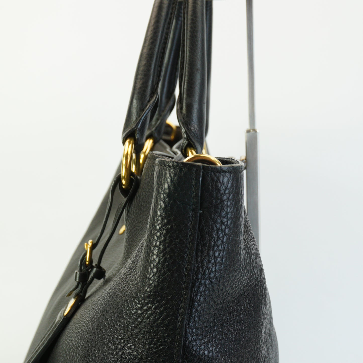 Prada Vitello Daino Leather Shopping Tote Bag Black Large GHW