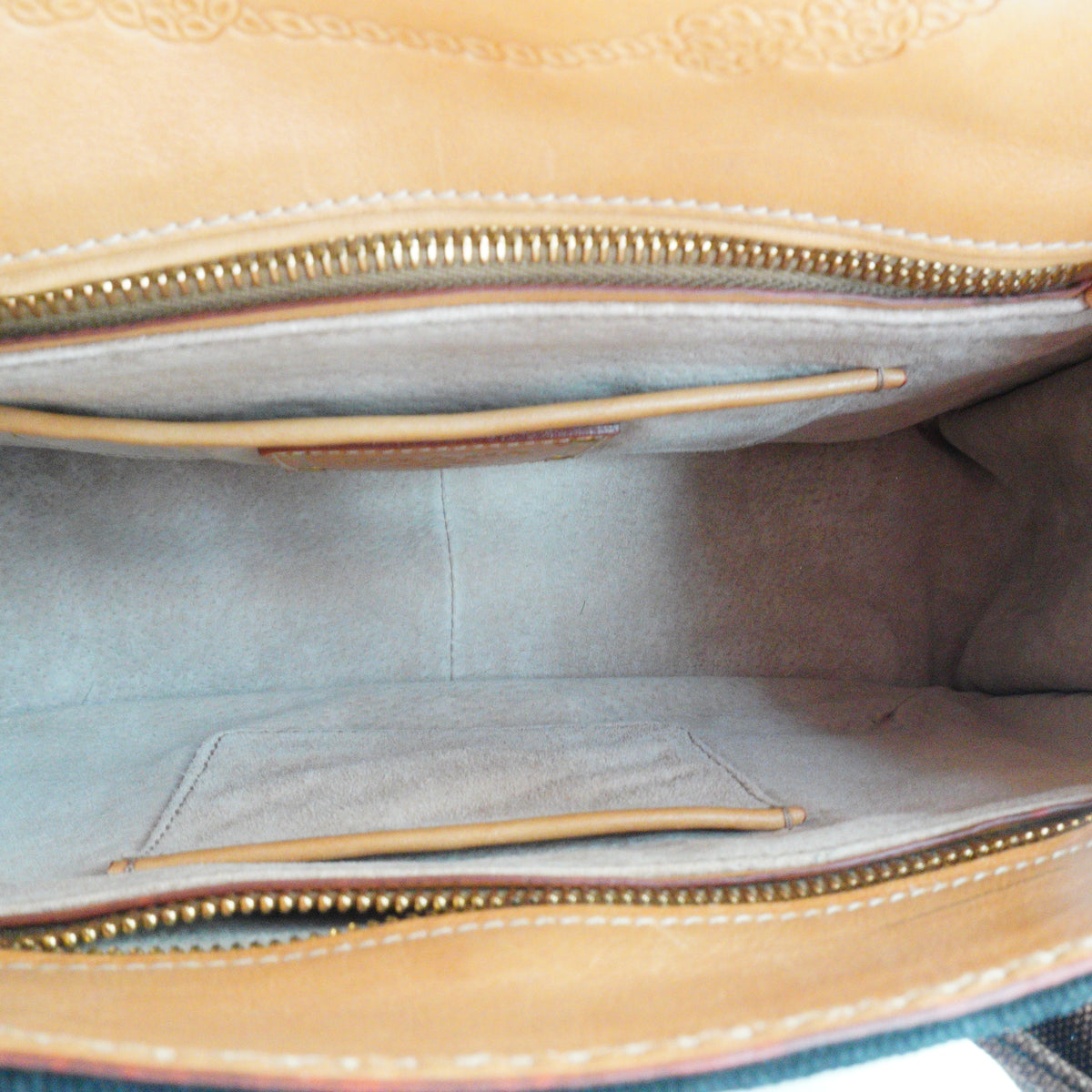 Prada	Tabacco Canapa Strip Canvas Pattina Medium GHW