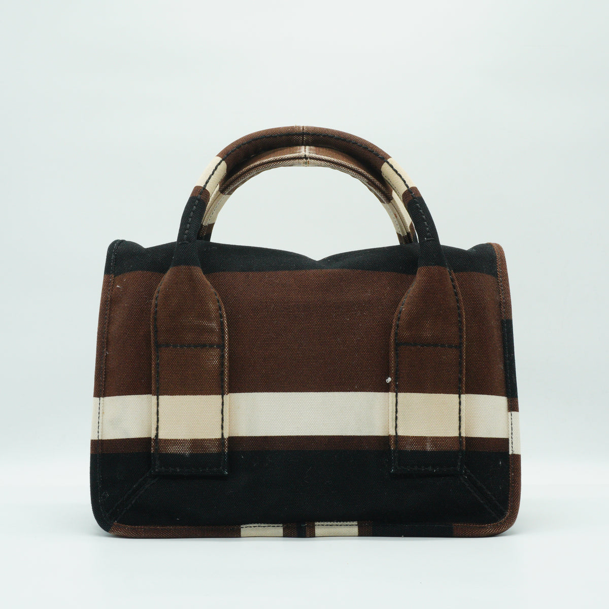 Prada	Tabacco Canapa Strip Canvas Pattina Medium GHW