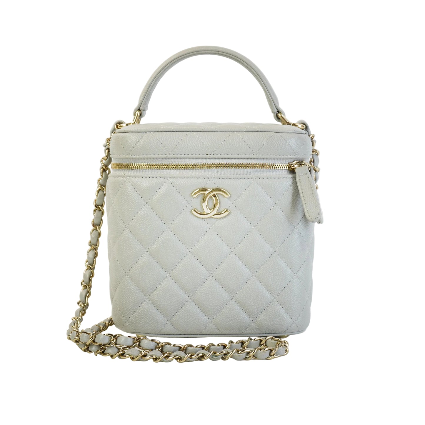 Chanel Quilted Caviar Top Handle Vanity Case GHW