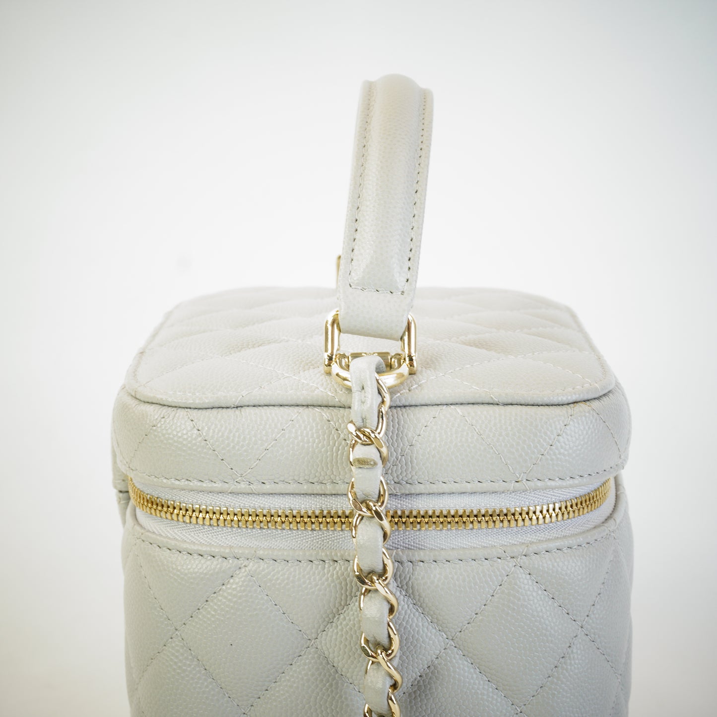 Chanel Quilted Caviar Top Handle Vanity Case GHW