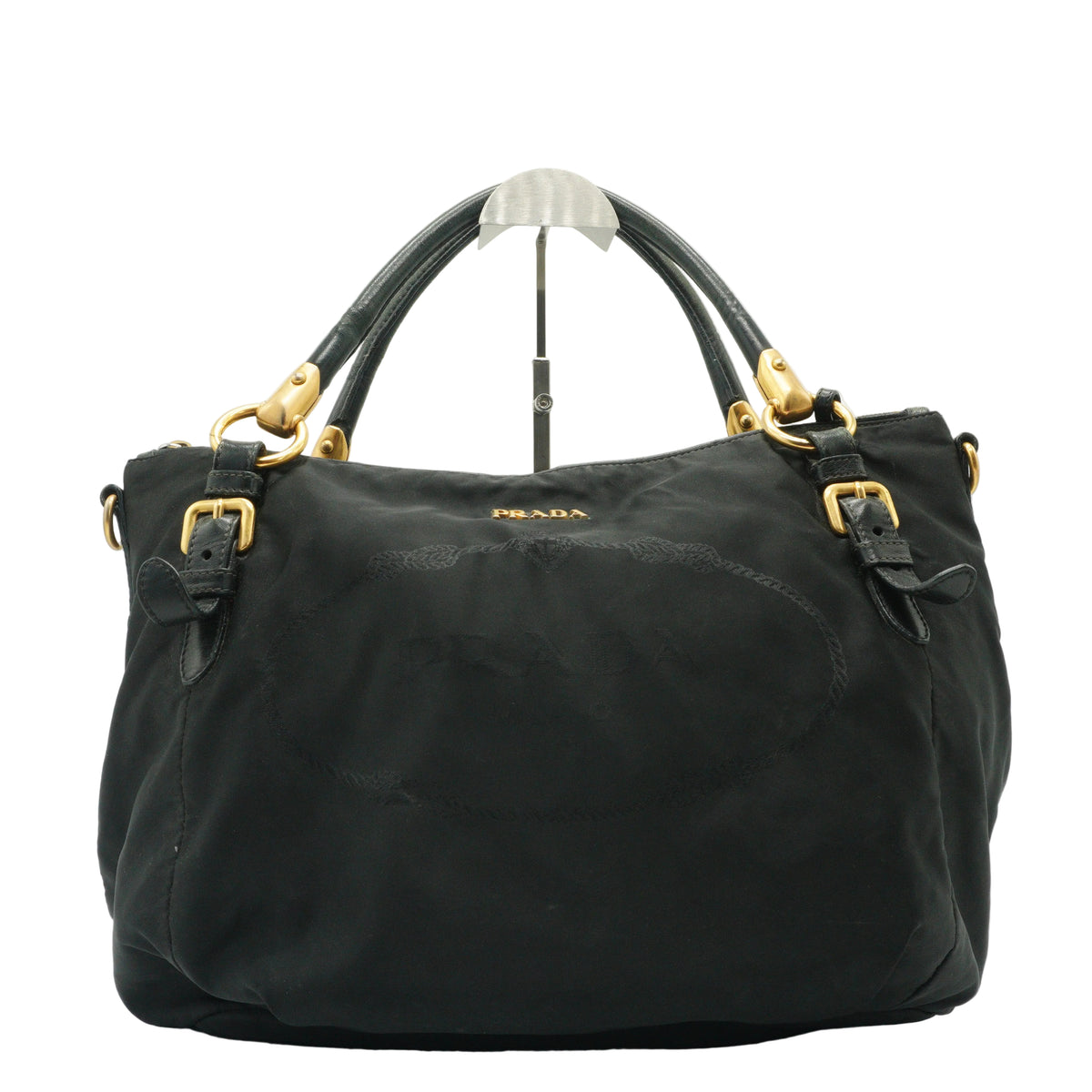 Prada	Tessuto Nylon Two Way Shoulder Bag Black Medium GHW