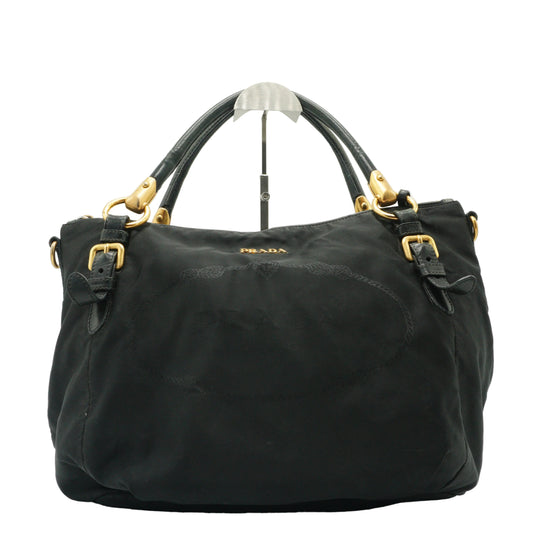 Prada	Tessuto Nylon Two Way Shoulder Bag Black Medium GHW