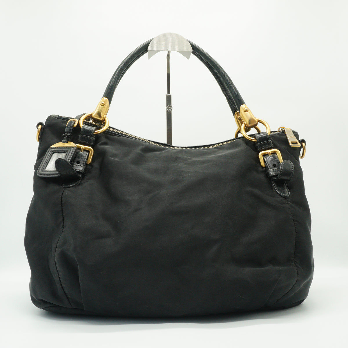 Prada	Tessuto Nylon Two Way Shoulder Bag Black Medium GHW