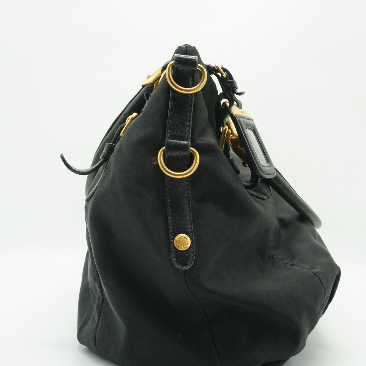 Prada	Tessuto Nylon Two Way Shoulder Bag Black Medium GHW