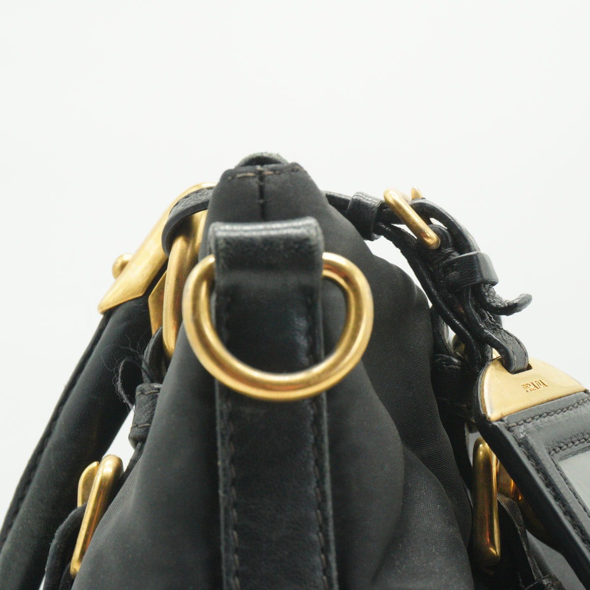 Prada	Tessuto Nylon Two Way Shoulder Bag Black Medium GHW