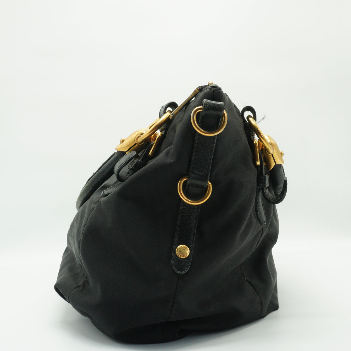 Prada	Tessuto Nylon Two Way Shoulder Bag Black Medium GHW