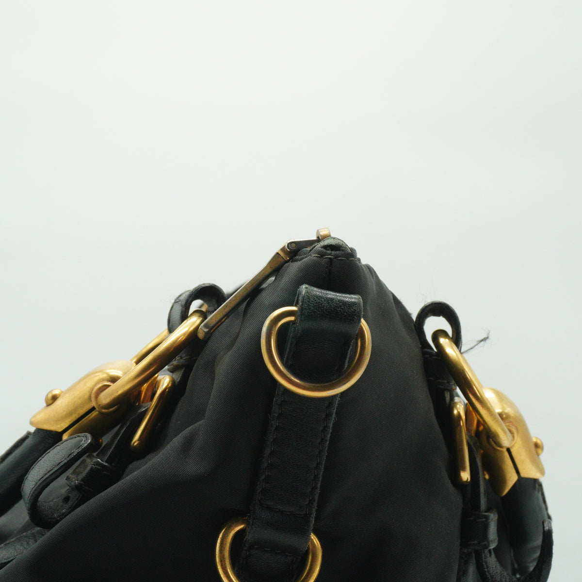 Prada	Tessuto Nylon Two Way Shoulder Bag Black Medium GHW