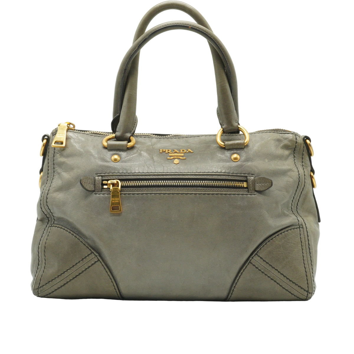 Prada	Vitello Shine Bauletto Bag Large GHW