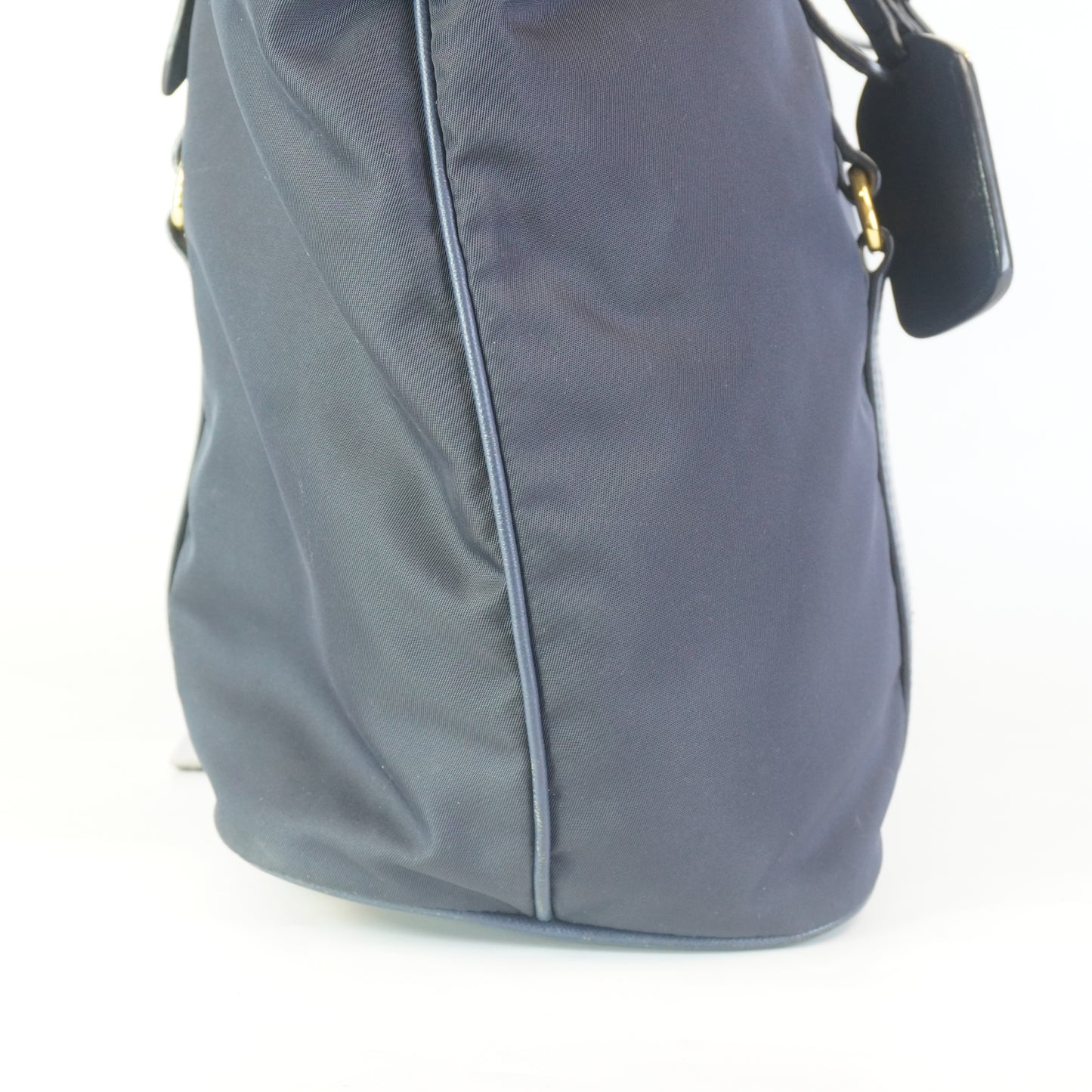 Prada Tessuto Nylon Saffiano Tote Large Navy Blue  GHW