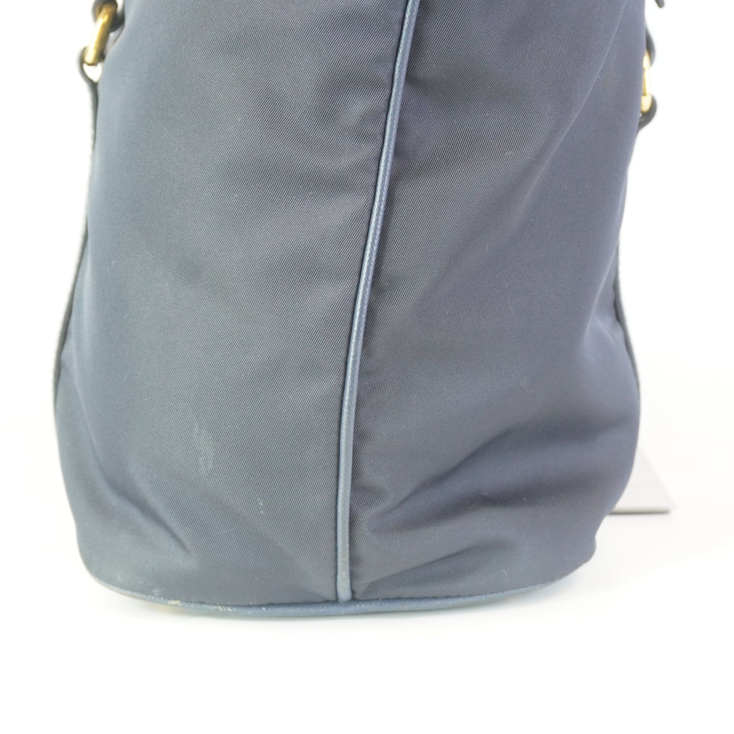 Prada Tessuto Nylon Saffiano Tote Large Navy Blue  GHW