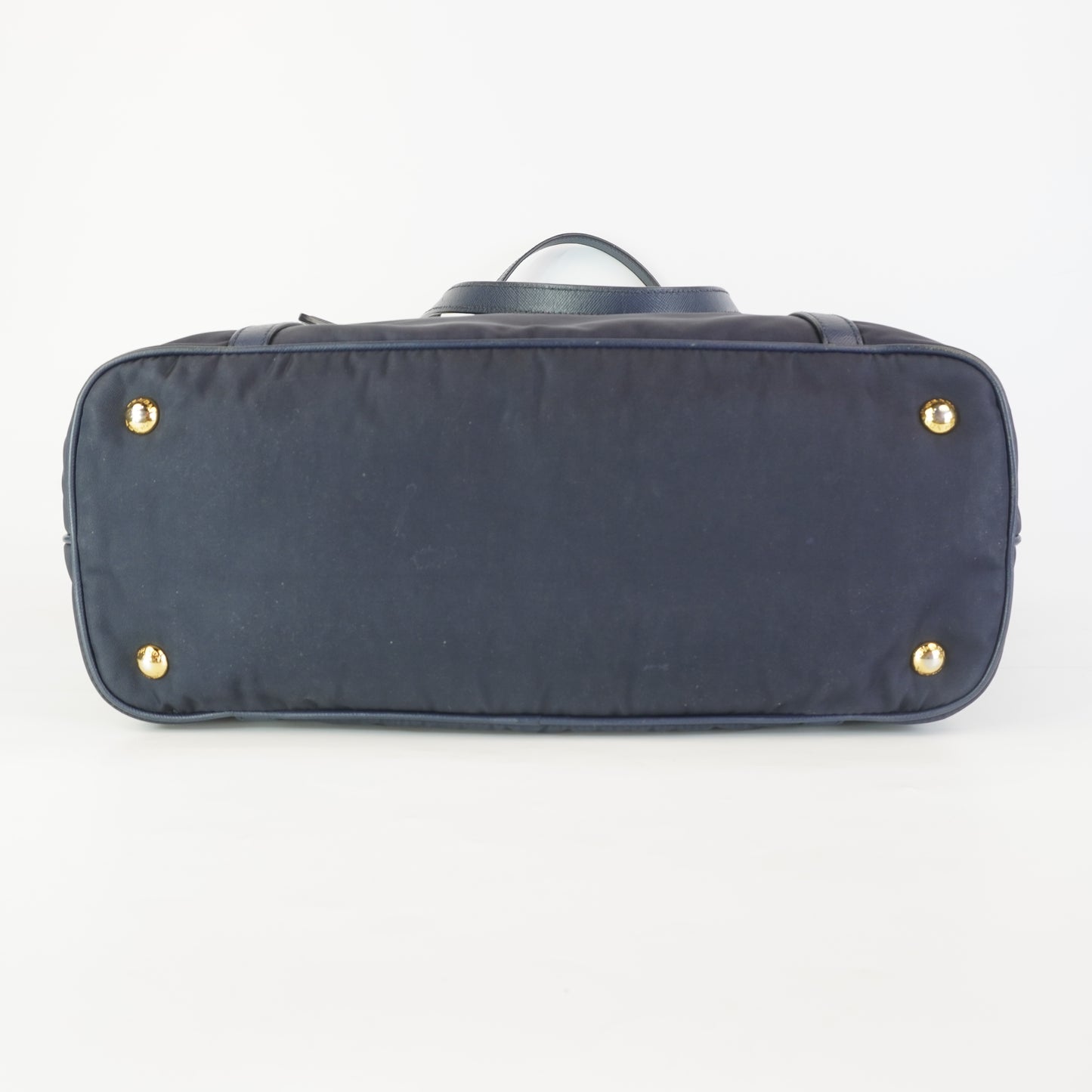 Prada Tessuto Nylon Saffiano Tote Large Navy Blue  GHW