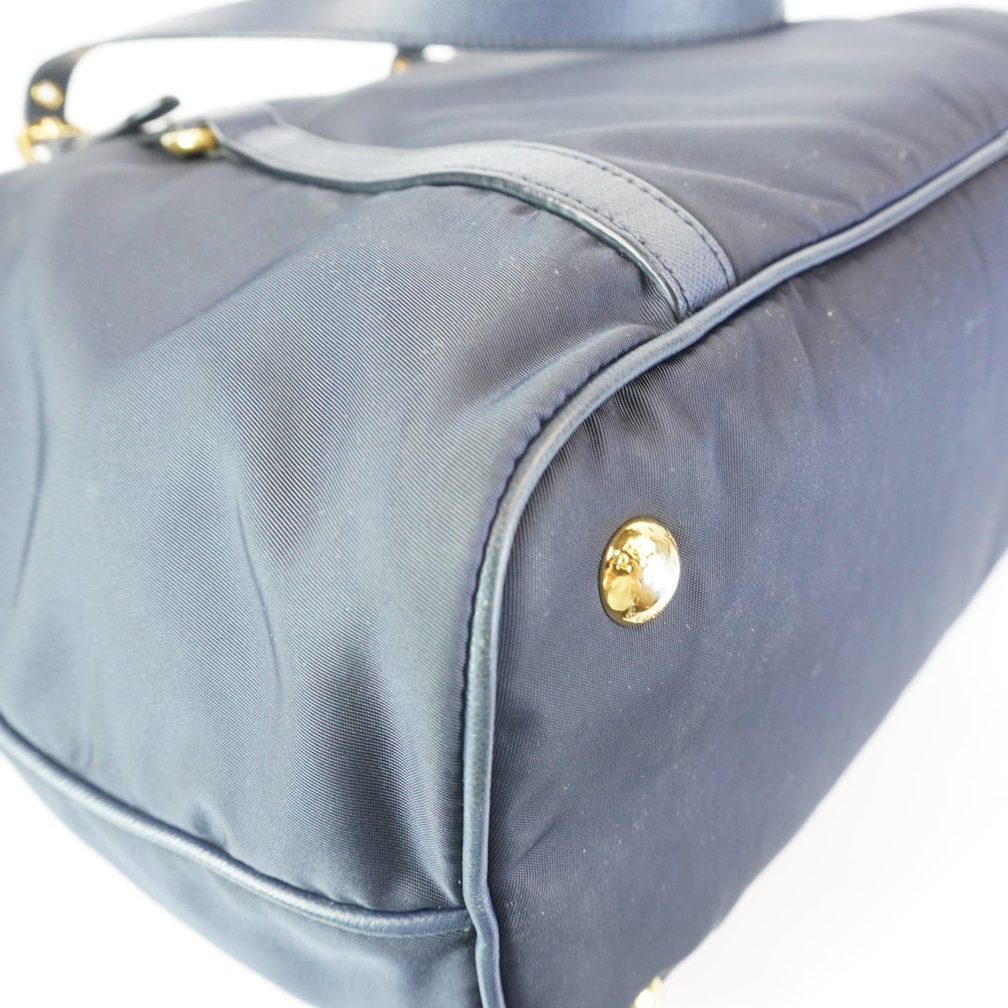 Prada Tessuto Nylon Saffiano Tote Large Navy Blue  GHW