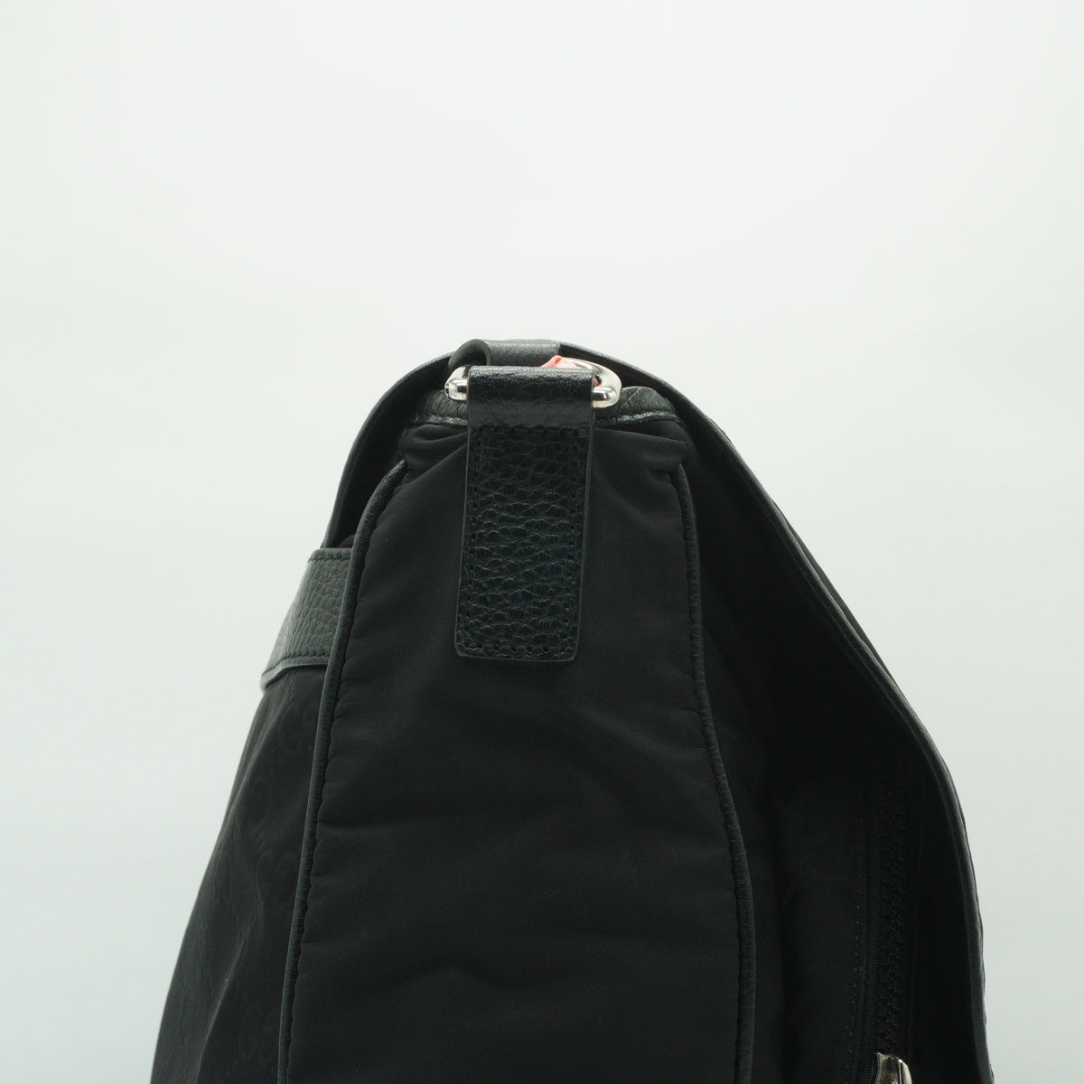 Gucci	Nylon Monogram Double Buckle Flap Medium Messenger Bag Black SHW