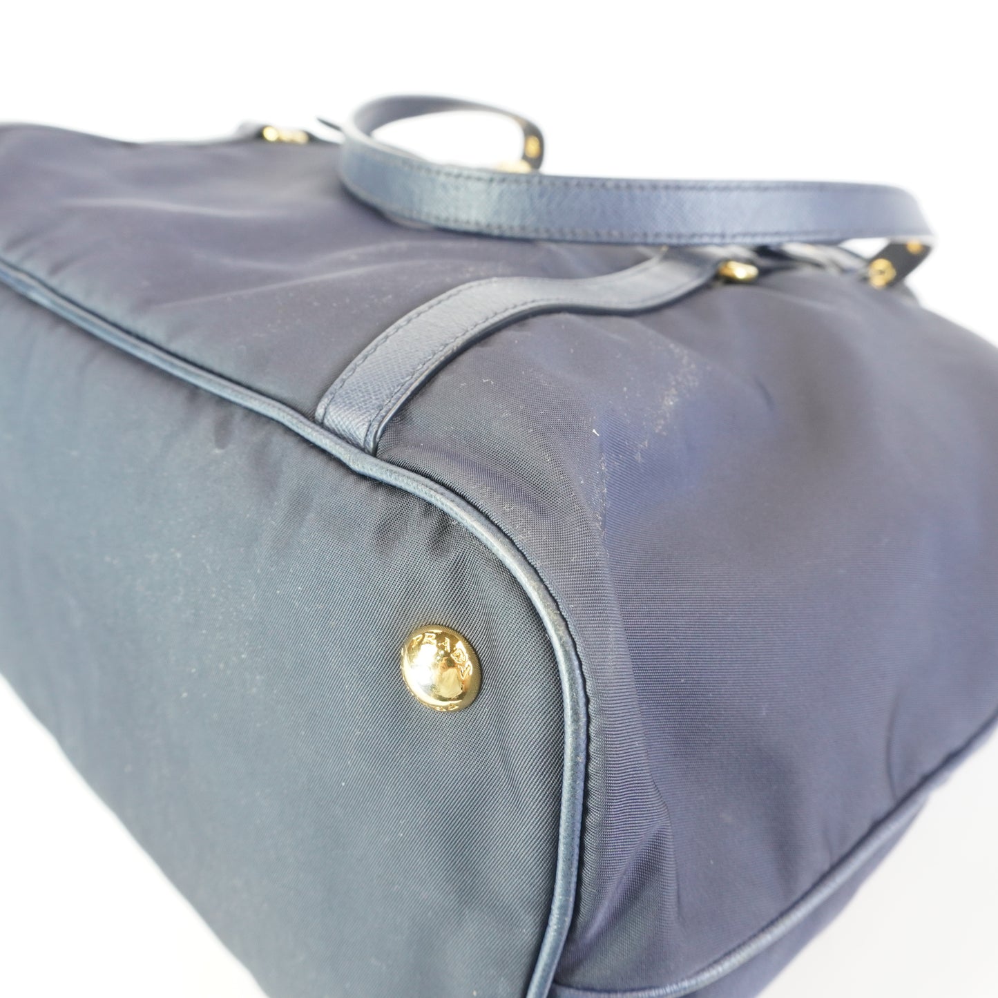 Prada Tessuto Nylon Saffiano Tote Large Navy Blue  GHW