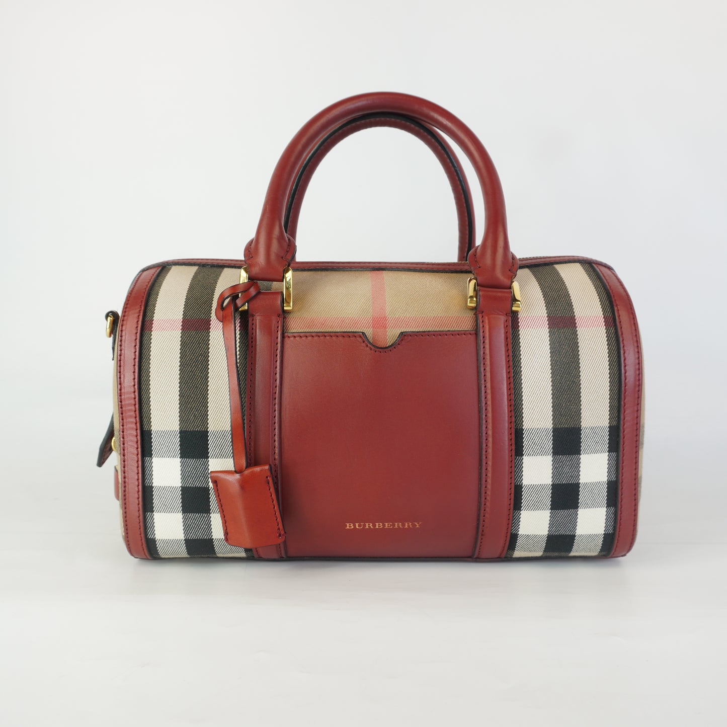 Burberry	Alchester Bowling Bag Red Leather
