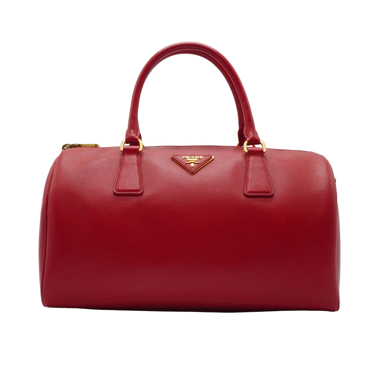 Prada	Saffiano Lux Boston Red Bag Medium GHW