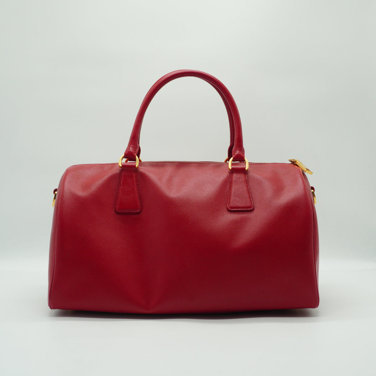 Prada	Saffiano Lux Boston Red Bag Medium GHW