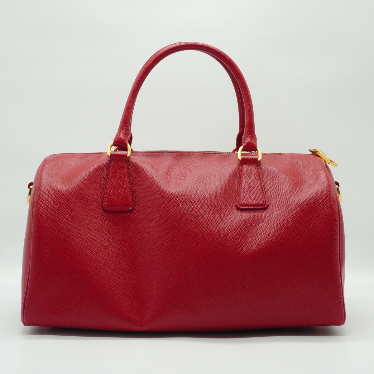 Prada	Saffiano Lux Boston Red Bag Medium GHW