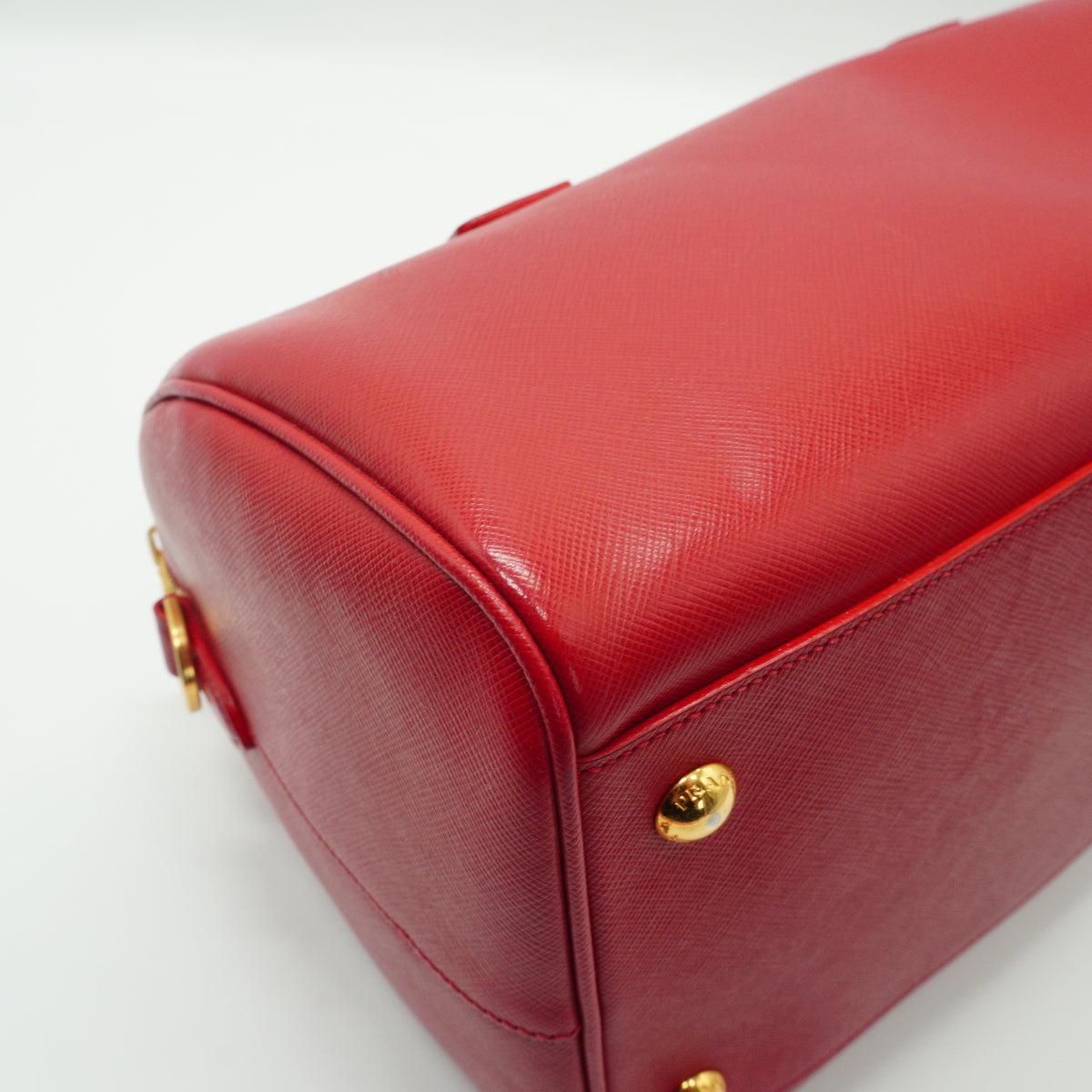 Prada	Saffiano Lux Boston Red Bag Medium GHW