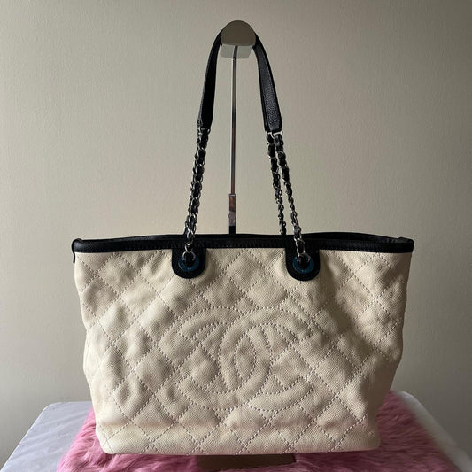 Chanel Daily Shopping Tote Dirty White – 11"H x 14.2"L x 5.1"W
