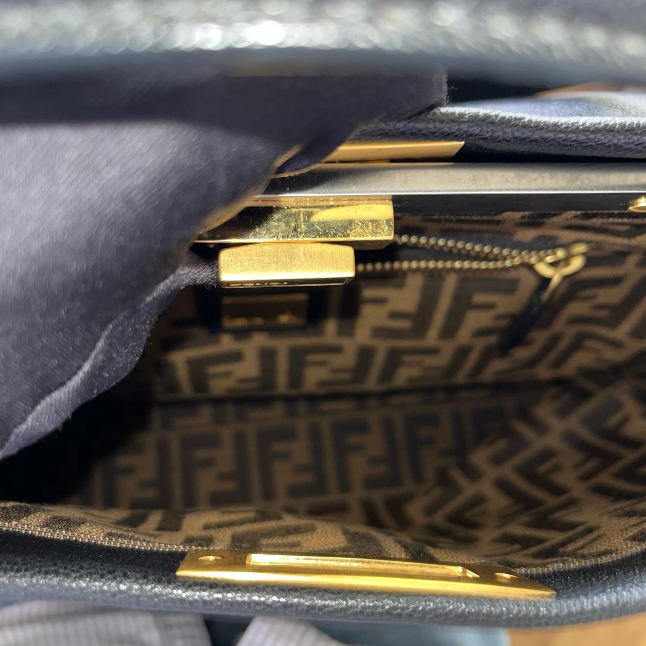Fendi Peekaboo Top Handle Bag Leather Black – 8"H x 13"L x 4.7"W