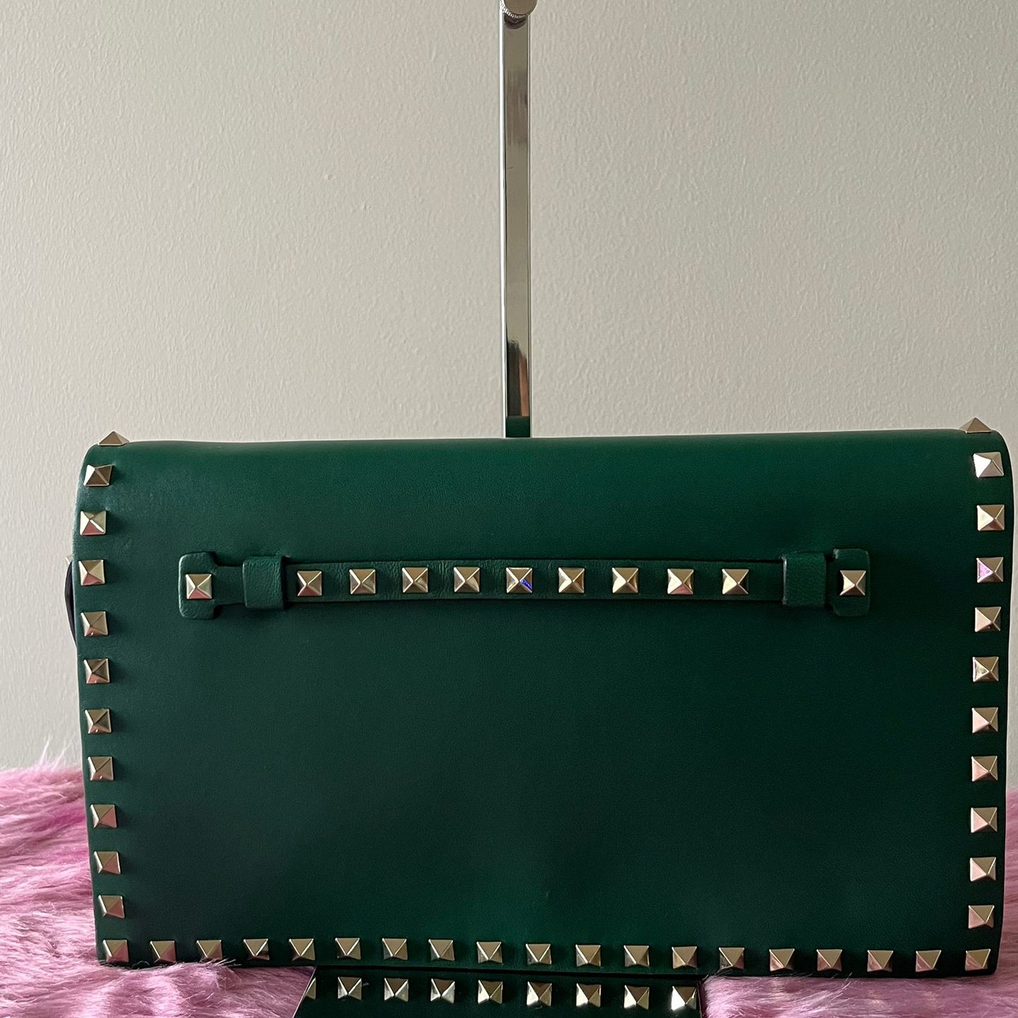 Valentino Rockstud Clutch Green – 6"H x 10"L x 2"W