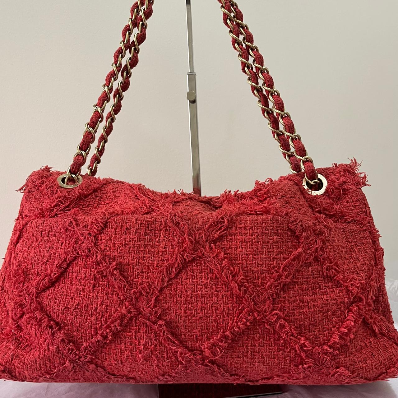 Chanel Jumbo Tweed Red – 8"H x 12"L x 3.5"W