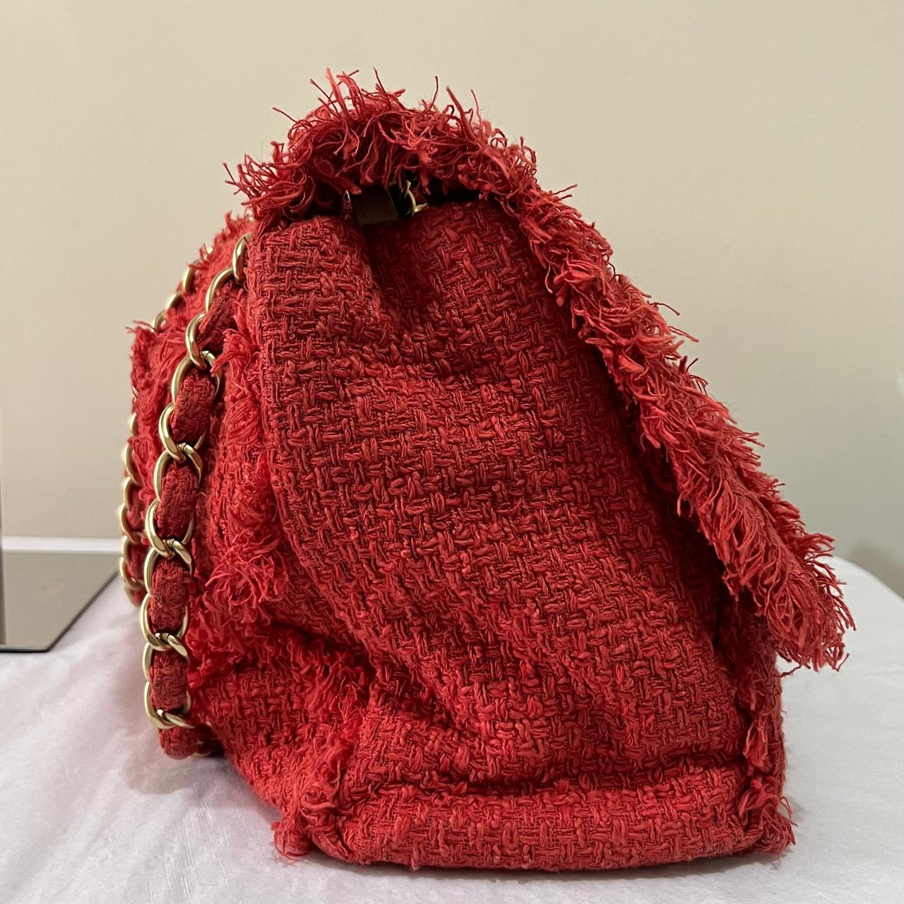 Chanel Jumbo Tweed Red – 8"H x 12"L x 3.5"W