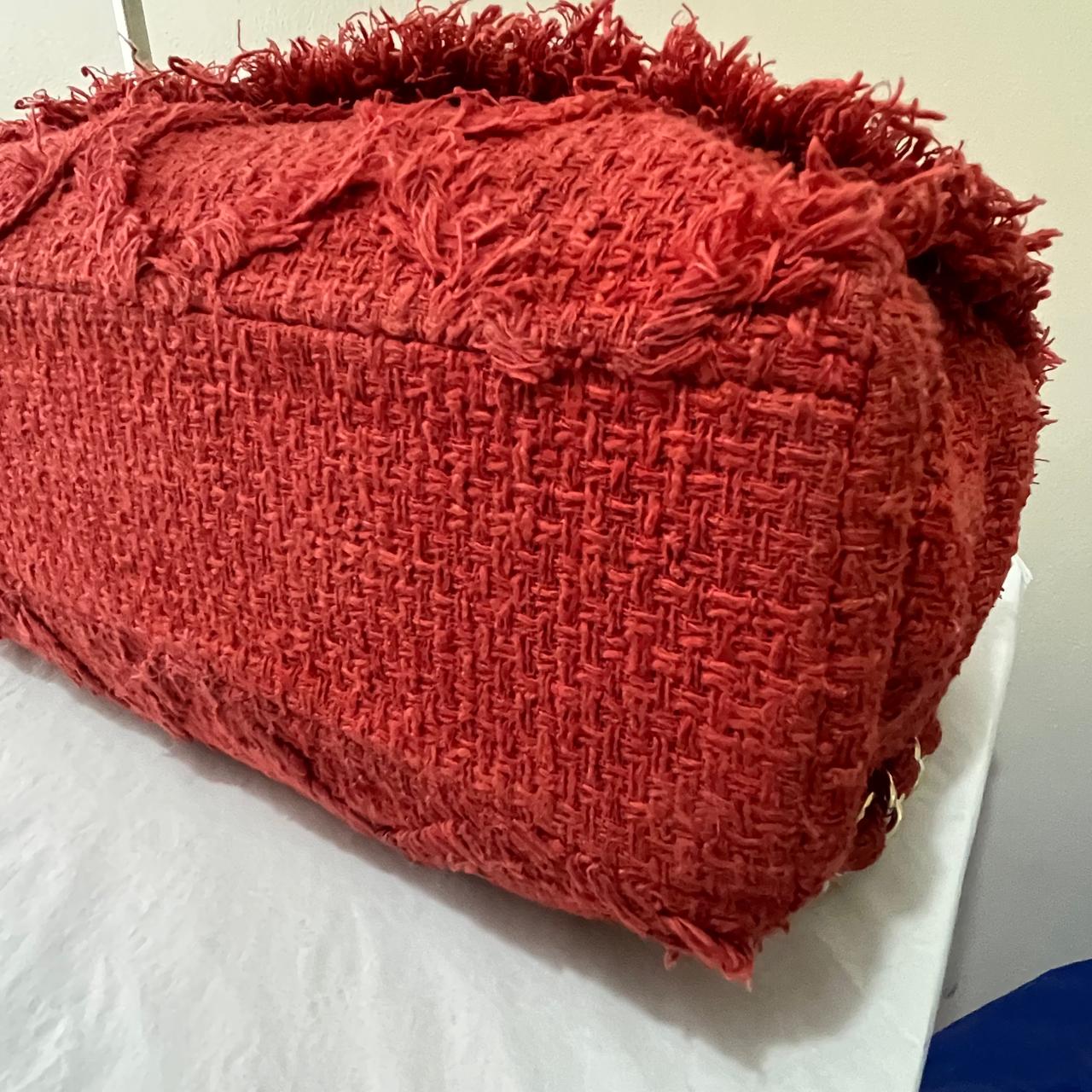 Chanel Jumbo Tweed Red – 8"H x 12"L x 3.5"W