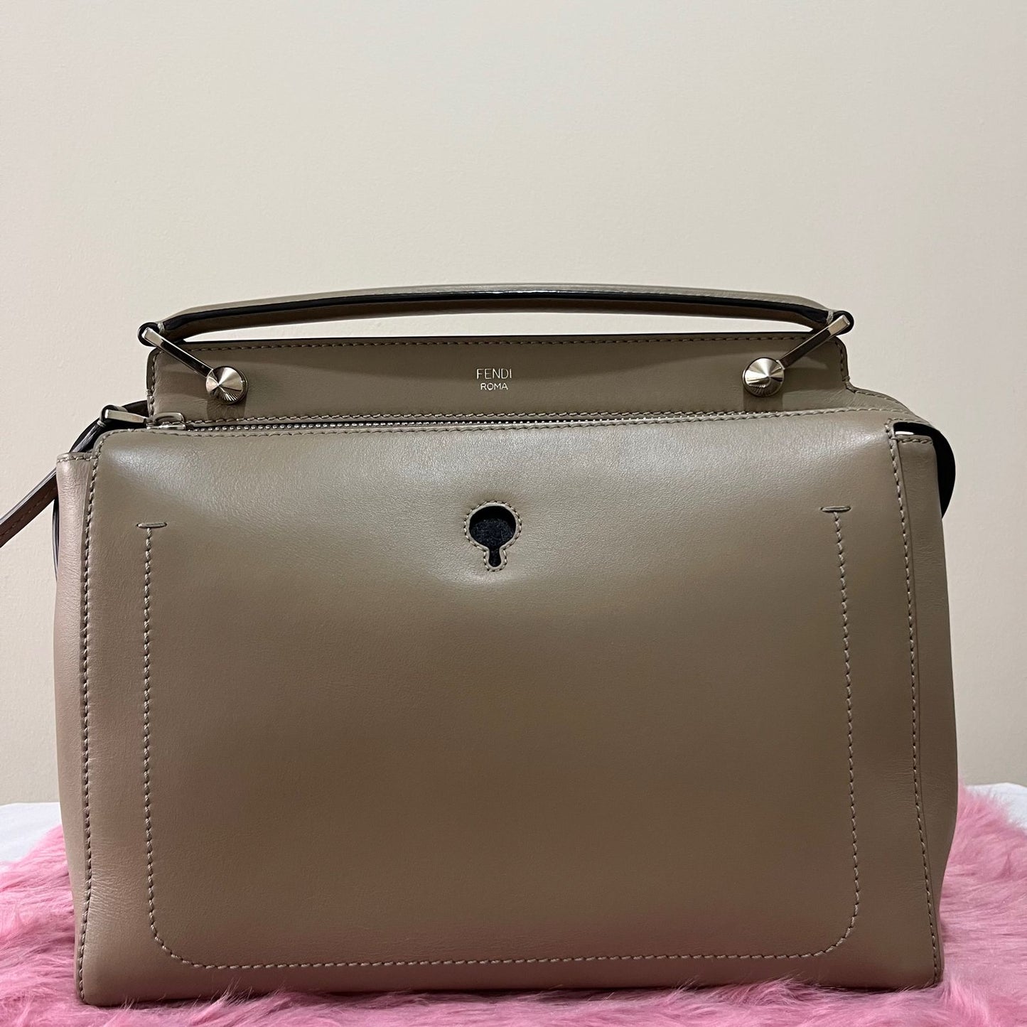 Fendi Dotcom Beige/Orange – 9"H x 12"L x 5.5"W