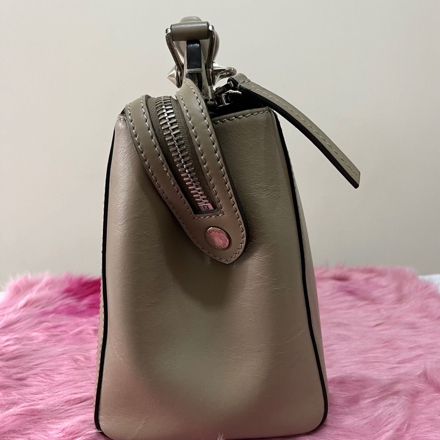 Fendi Dotcom Beige/Orange – 9"H x 12"L x 5.5"W