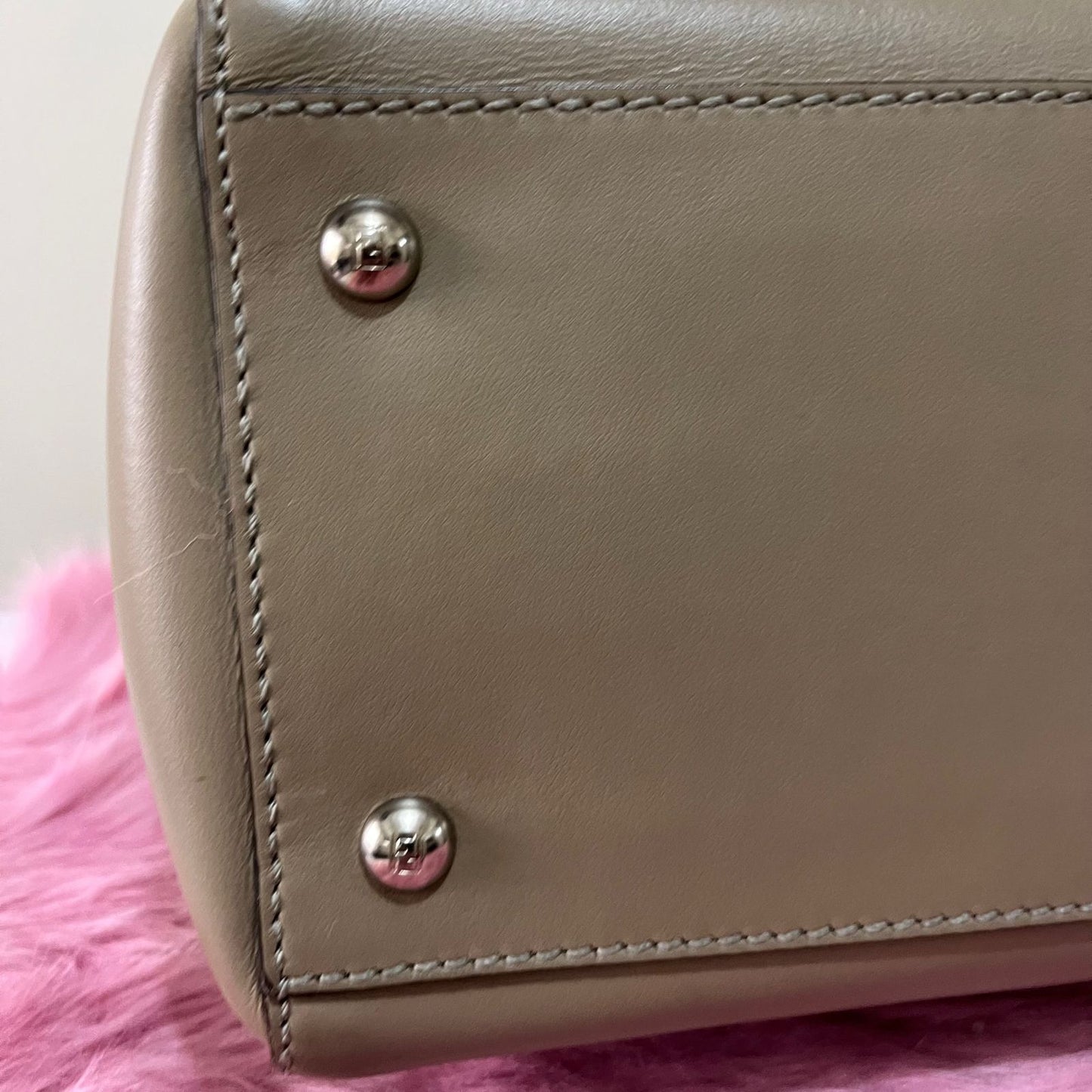 Fendi Dotcom Beige/Orange – 9"H x 12"L x 5.5"W