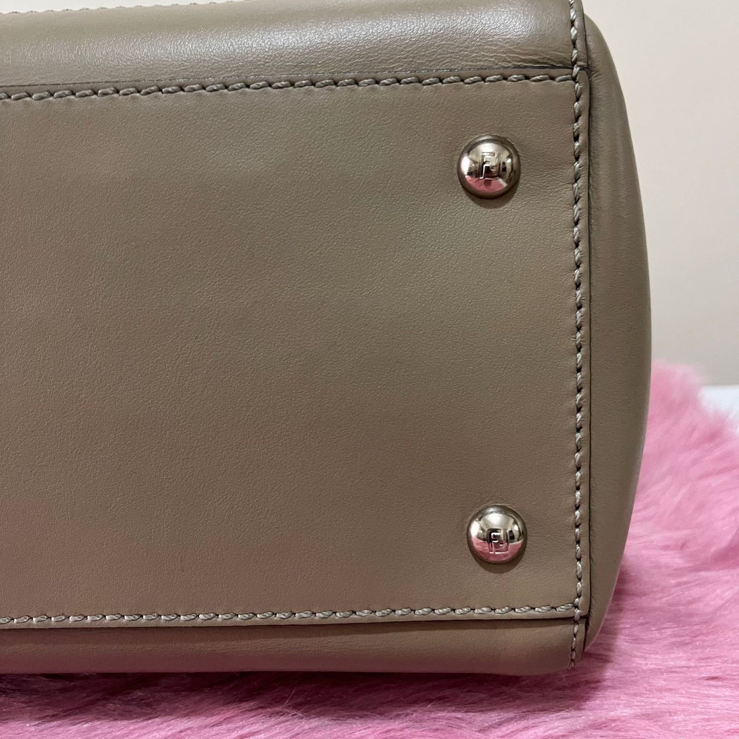Fendi Dotcom Beige/Orange – 9"H x 12"L x 5.5"W