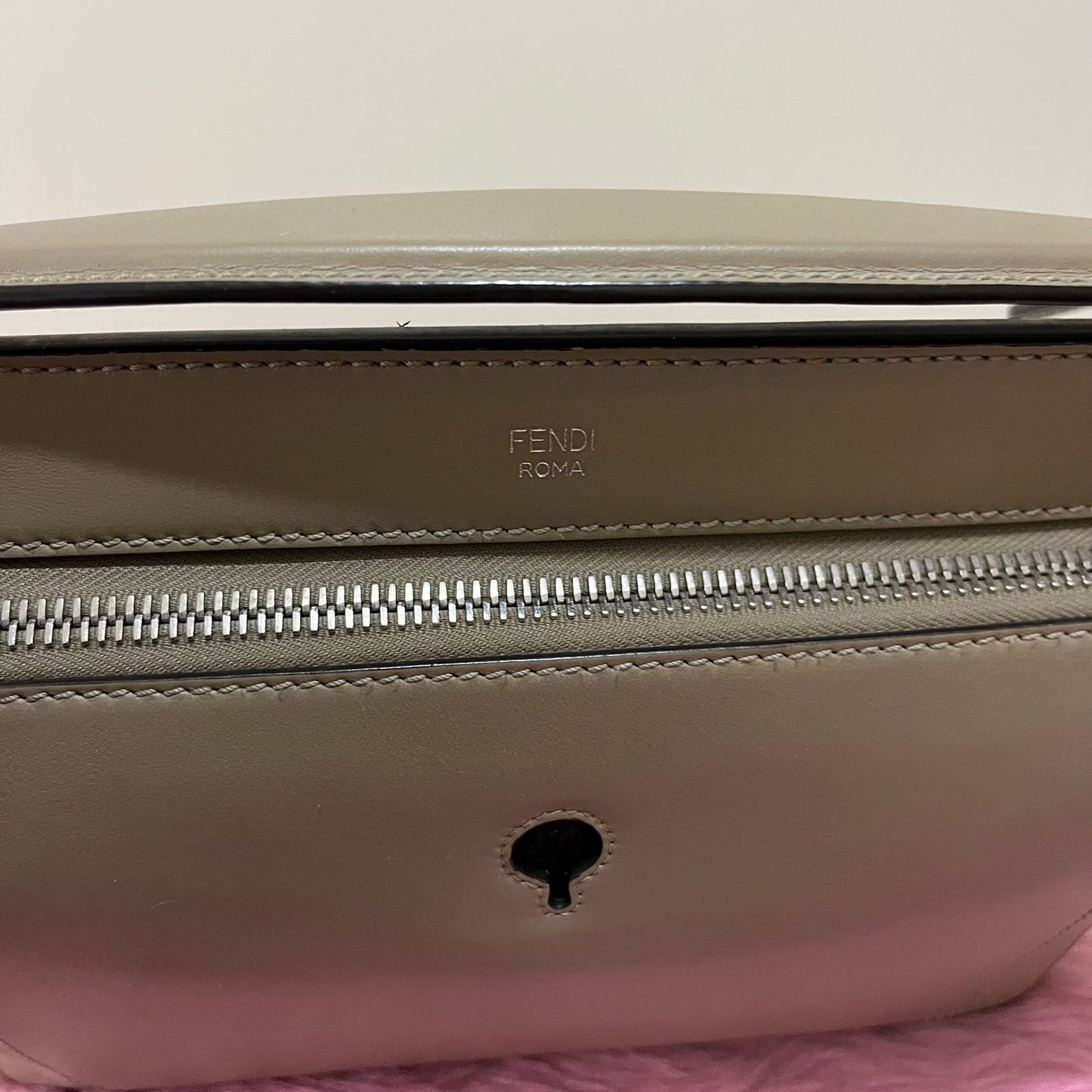 Fendi Dotcom Beige/Orange – 9"H x 12"L x 5.5"W