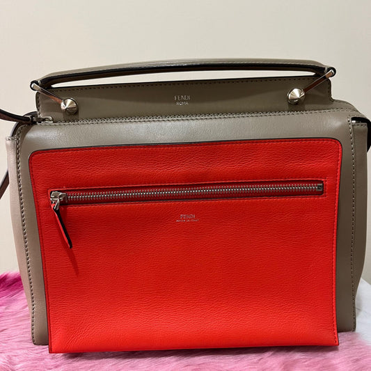 Fendi Dotcom Beige/Orange – 9"H x 12"L x 5.5"W