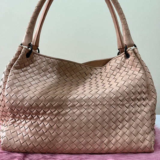 Bottega Veneta Nappa Intrecciato Parachute Pink – 9.5"H x 16"L x 6.5"W