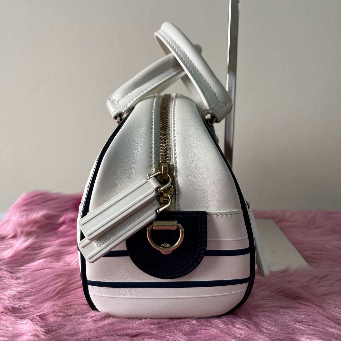 Dior Vibe Zip Bowling White – 6.7"H x 10.6"L x 4.3"W