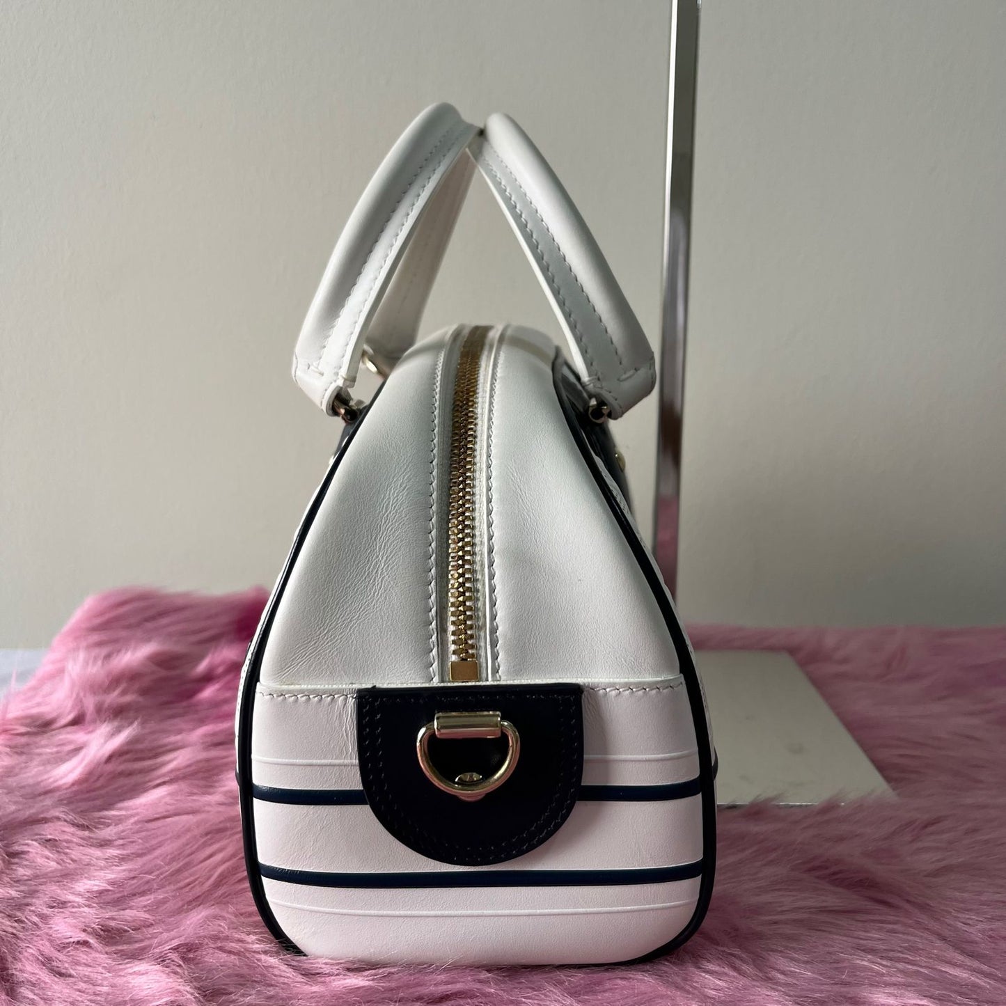 Dior Vibe Zip Bowling White – 6.7"H x 10.6"L x 4.3"W
