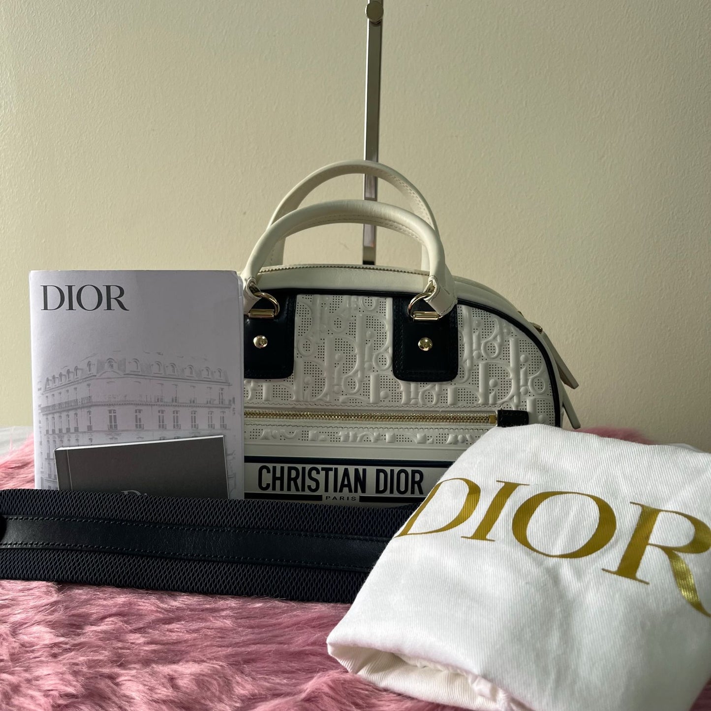 Dior Vibe Zip Bowling White – 6.7"H x 10.6"L x 4.3"W
