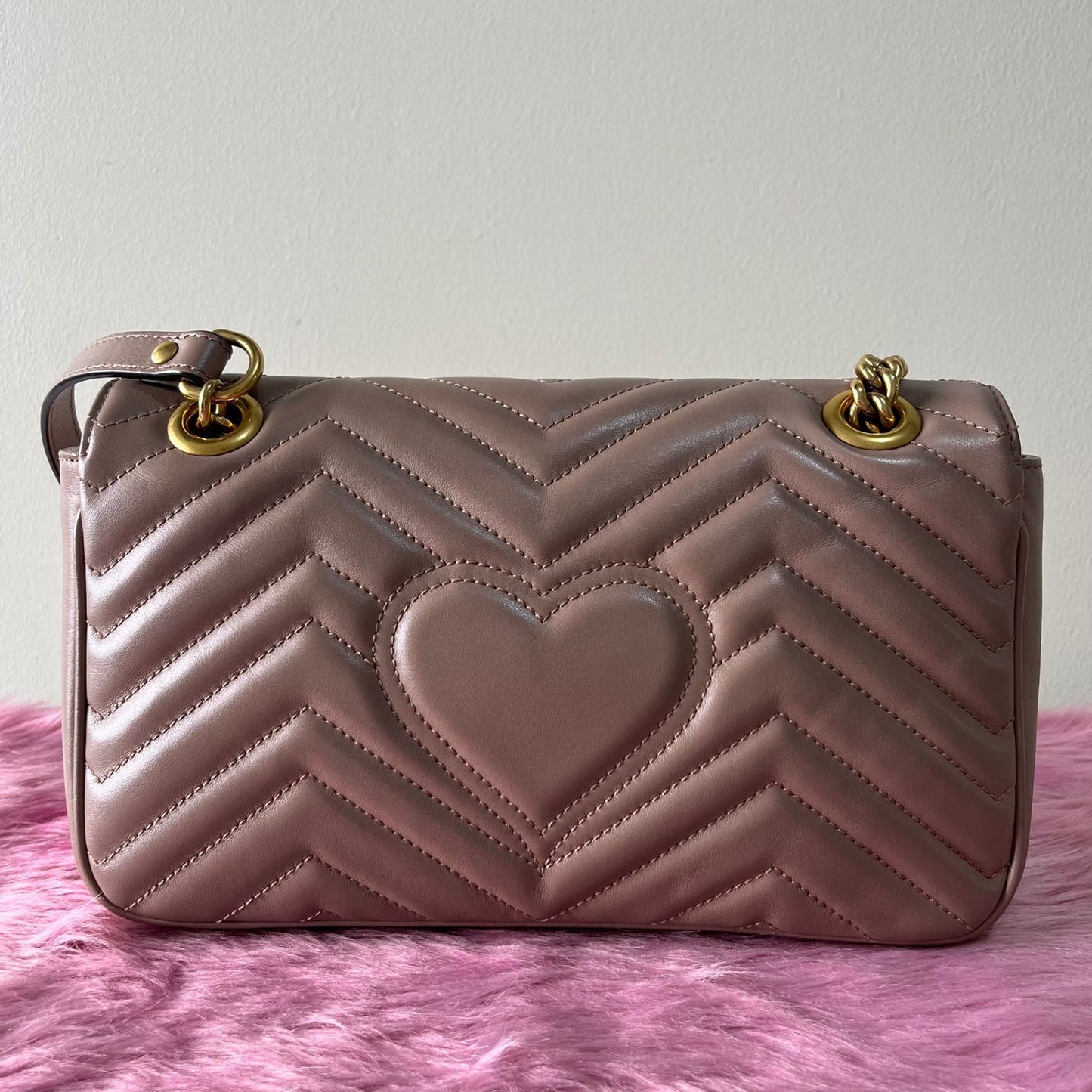 Gucci Marmont Nude – 5.5"H x 10"L x 3"W