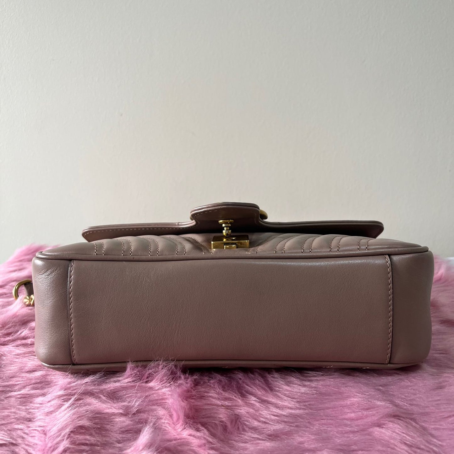 Gucci Marmont Nude – 5.5"H x 10"L x 3"W