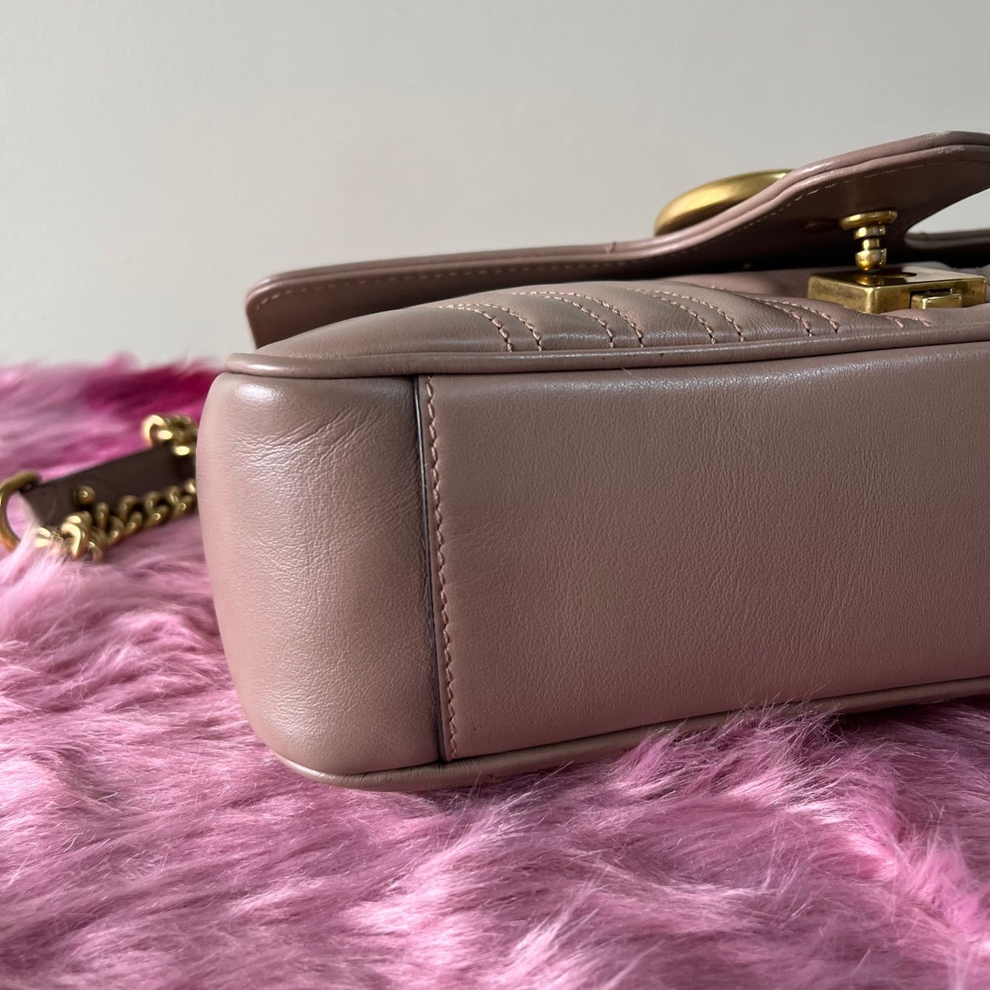Gucci Marmont Nude – 5.5"H x 10"L x 3"W