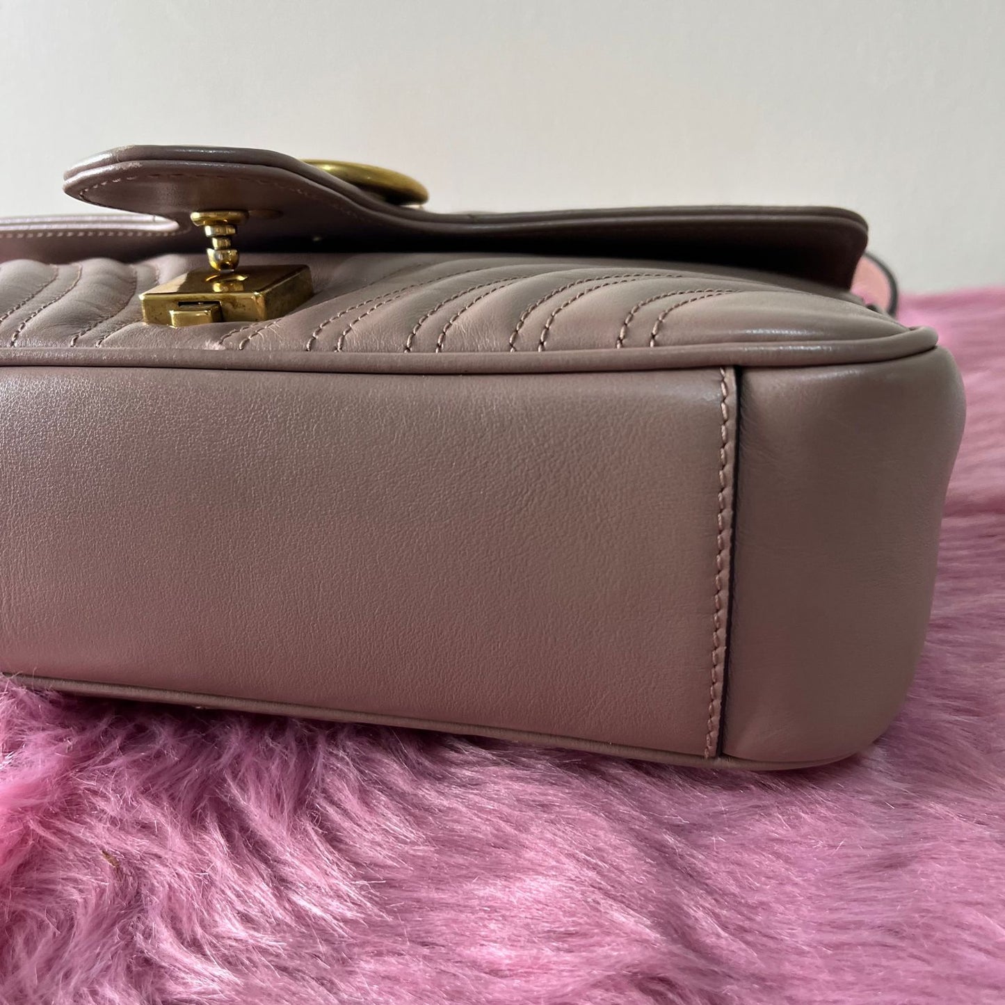 Gucci Marmont Nude – 5.5"H x 10"L x 3"W