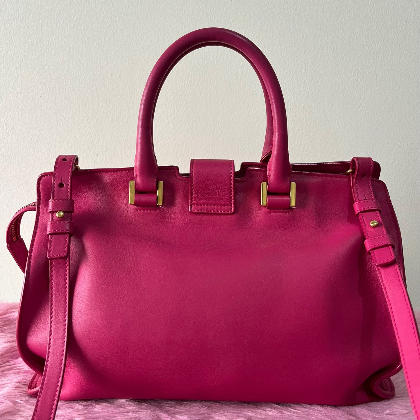 YSL Cabas Bag Hot Pink – 9"H x 13"L x 5"W